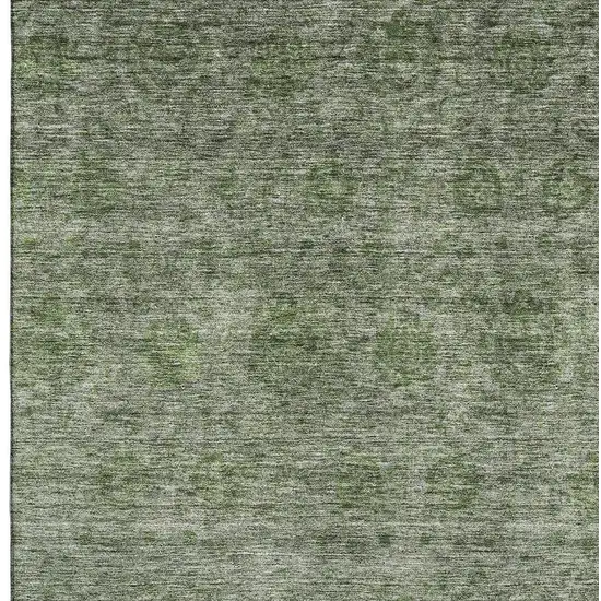 Olive Green And Silver Abstract Washable Area Rug With UV Protection Photo 2