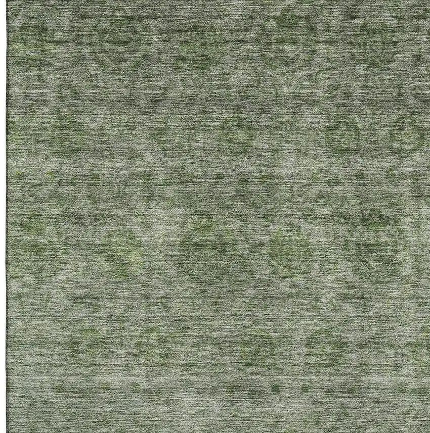 Olive Green And Silver Abstract Washable Area Rug With UV Protection Photo 2