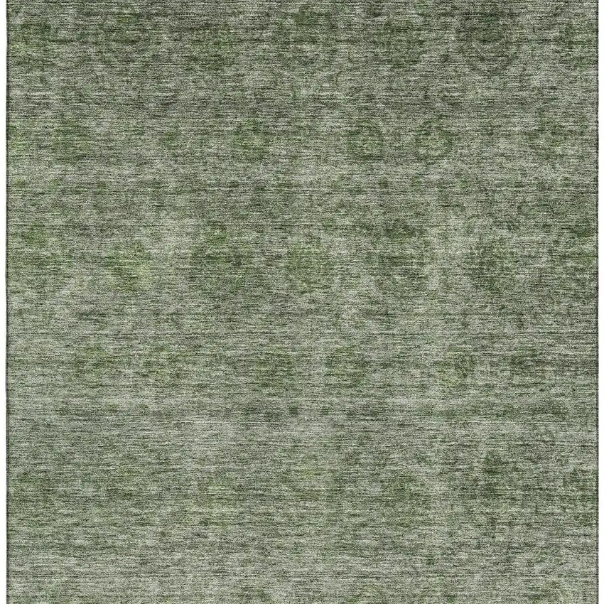 Olive Green And Silver Abstract Washable Area Rug With UV Protection Photo 2