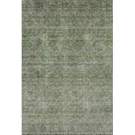 Olive Green And Silver Abstract Washable Area Rug With UV Protection Photo 3