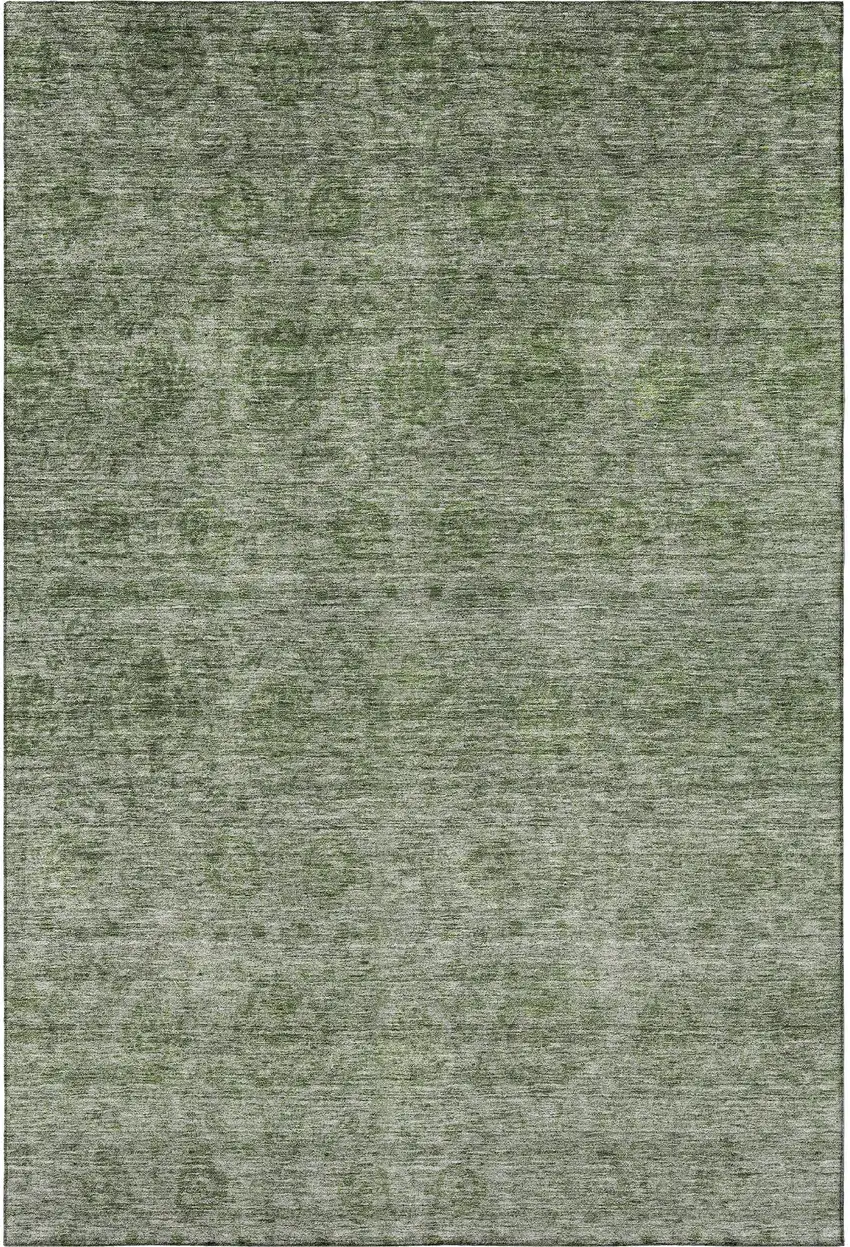 Olive Green And Silver Abstract Washable Area Rug With UV Protection Photo 3