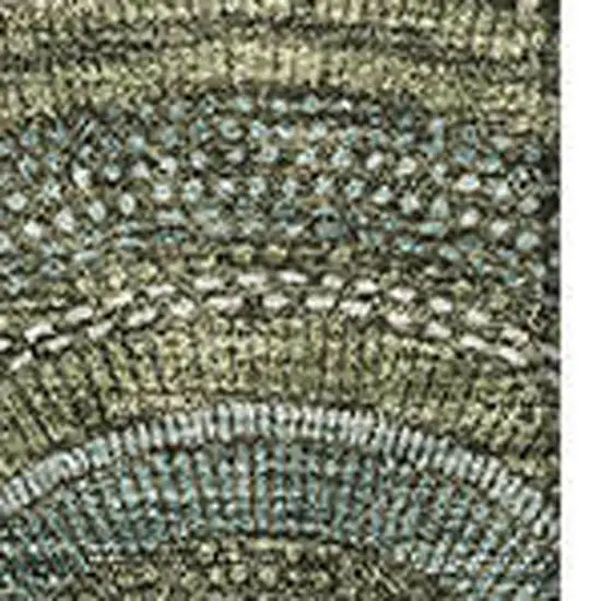 Olive Green And Silver Geometric Washable Area Rug With UV Protection Photo 2