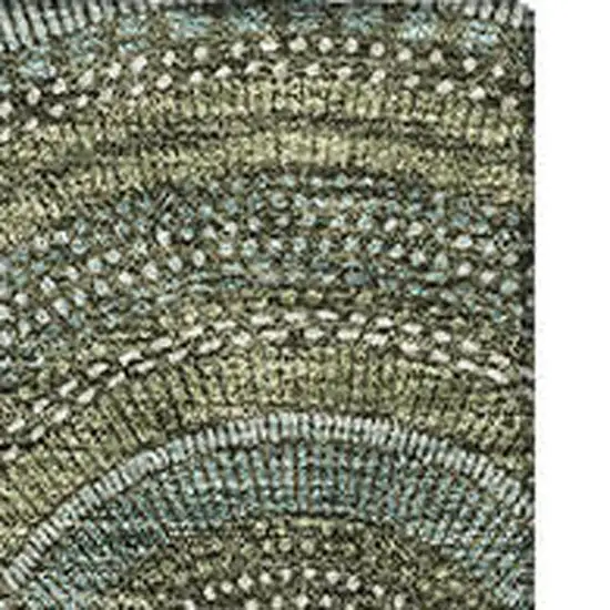 Olive Green And Silver Geometric Washable Area Rug With UV Protection Photo 3