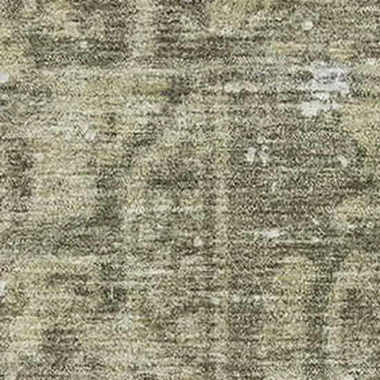 Olive Green And Silver Oriental Washable Area Rug With UV Protection Photo 2
