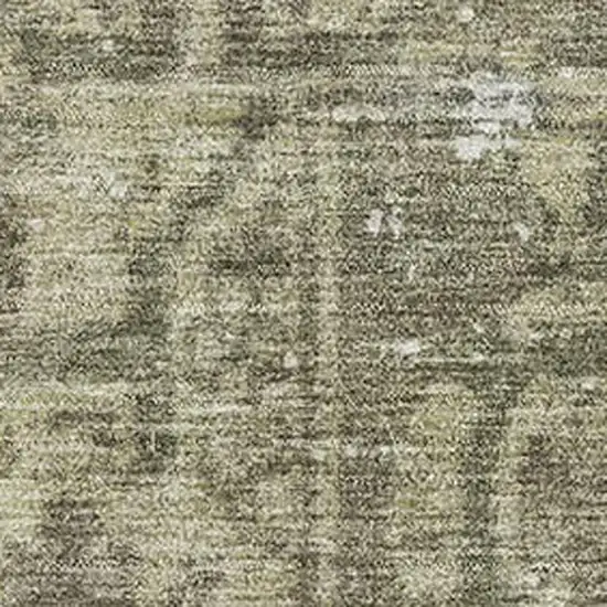 Olive Green And Silver Oriental Washable Area Rug With UV Protection Photo 2