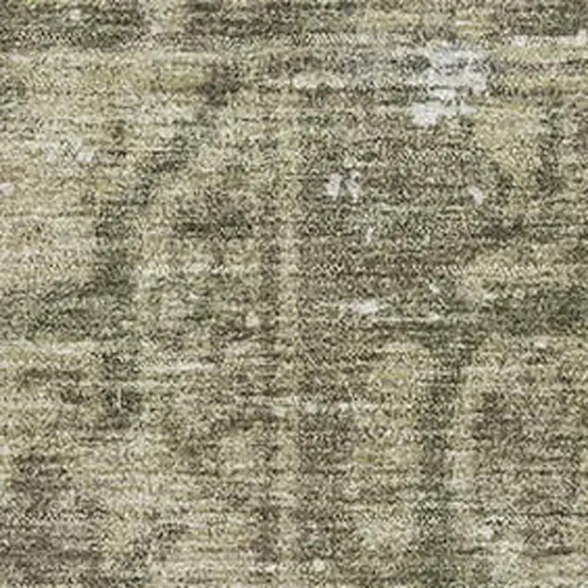 Olive Green And Silver Oriental Washable Area Rug With UV Protection Photo 2