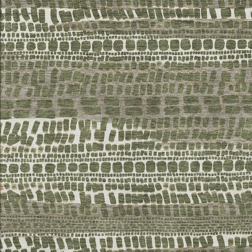 Olive Green And Taupe Abstract Washable Indoor Outdoor Area Rug Photo 2