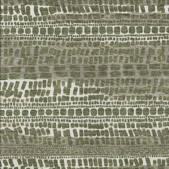 Olive Green And Taupe Abstract Washable Indoor Outdoor Area Rug Photo 2