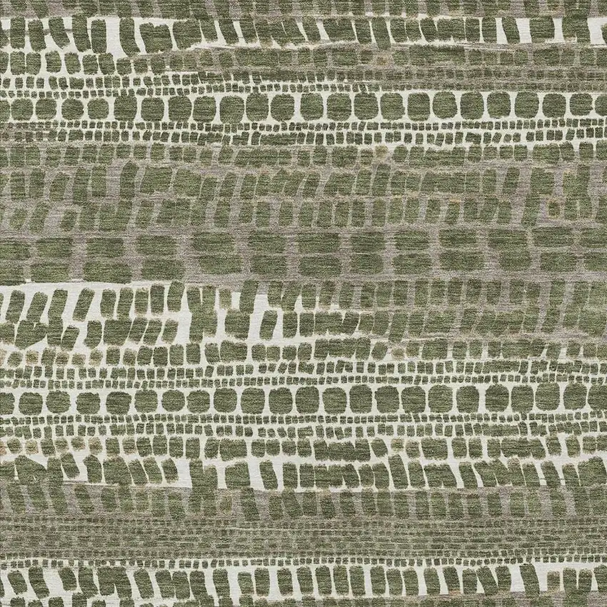Olive Green And Taupe Abstract Washable Indoor Outdoor Area Rug Photo 2