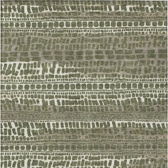 Olive Green And Taupe Abstract Washable Indoor Outdoor Area Rug Photo 3