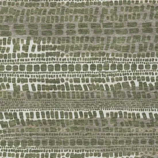 Olive Green And Taupe Abstract Washable Indoor Outdoor Area Rug Photo 2