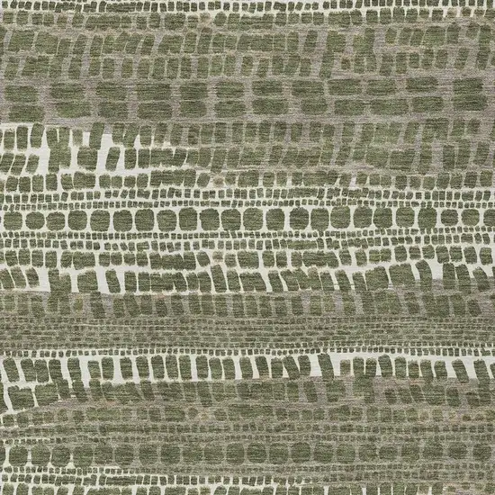 Olive Green And Taupe Abstract Washable Indoor Outdoor Area Rug Photo 2