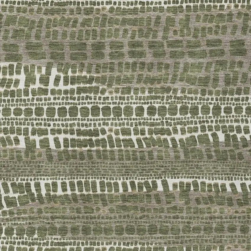 Olive Green And Taupe Abstract Washable Indoor Outdoor Area Rug Photo 2