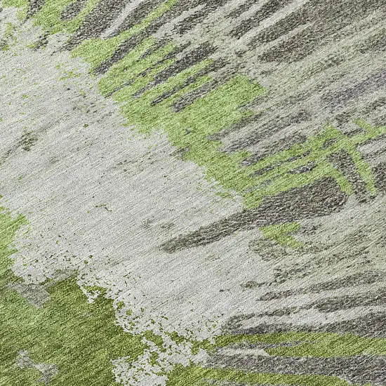Olive Green Artichoke Green And Fern Green Abstract Washable Indoor Outdoor Area Rug Photo 9