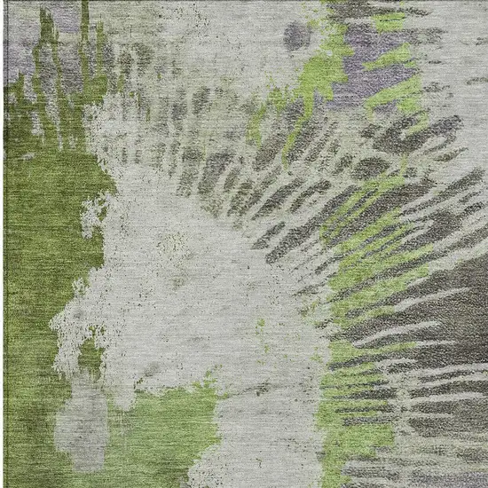 Olive Green Artichoke Green And Fern Green Abstract Washable Indoor Outdoor Area Rug Photo 6