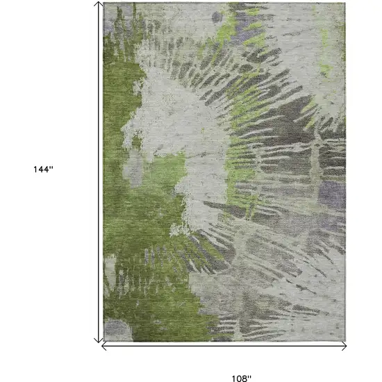 Olive Green Artichoke Green And Fern Green Abstract Washable Indoor Outdoor Area Rug Photo 3