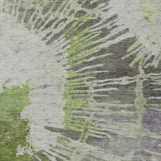 Olive Green Artichoke Green And Fern Green Abstract Washable Indoor Outdoor Area Rug Photo 6