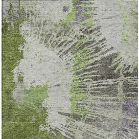 Olive Green Artichoke Green And Fern Green Abstract Washable Indoor Outdoor Area Rug Photo 6