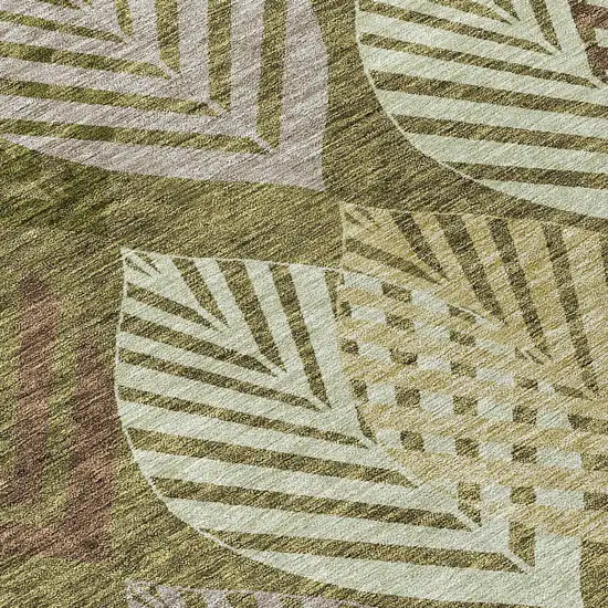 Olive Green Artichoke Green And Gray Floral Washable Indoor Outdoor Area Rug Photo 4