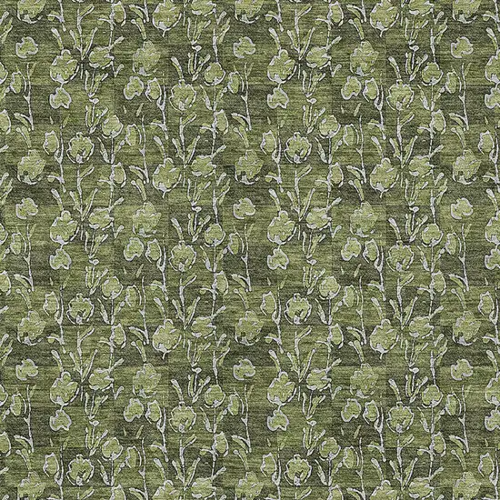 Olive Green Artichoke Green And Ivory Floral Washable Indoor Outdoor Area Rug Photo 5
