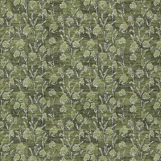 Olive Green Artichoke Green And Ivory Floral Washable Indoor Outdoor Area Rug Photo 5