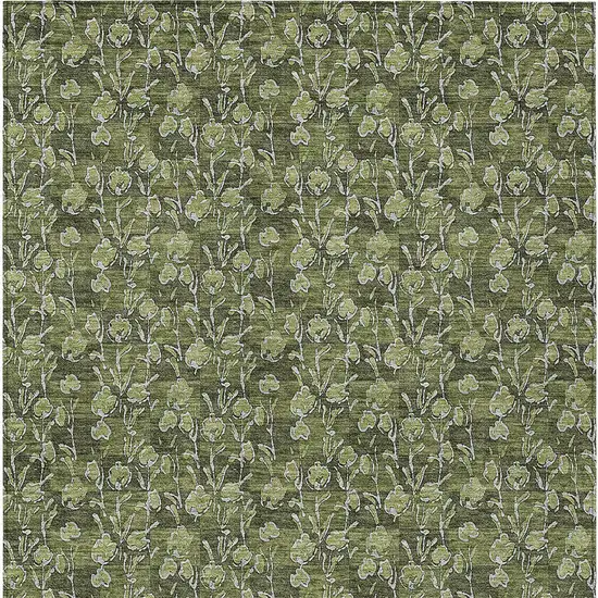 Olive Green Artichoke Green And Ivory Floral Washable Indoor Outdoor Area Rug Photo 5