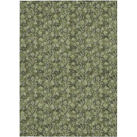Olive Green Artichoke Green And Ivory Floral Washable Indoor Outdoor Area Rug Photo 6