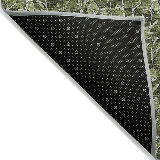 Olive Green Artichoke Green And Ivory Floral Washable Indoor Outdoor Area Rug Photo 5