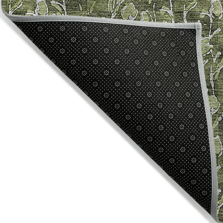 Olive Green Artichoke Green And Ivory Floral Washable Indoor Outdoor Area Rug Photo 5