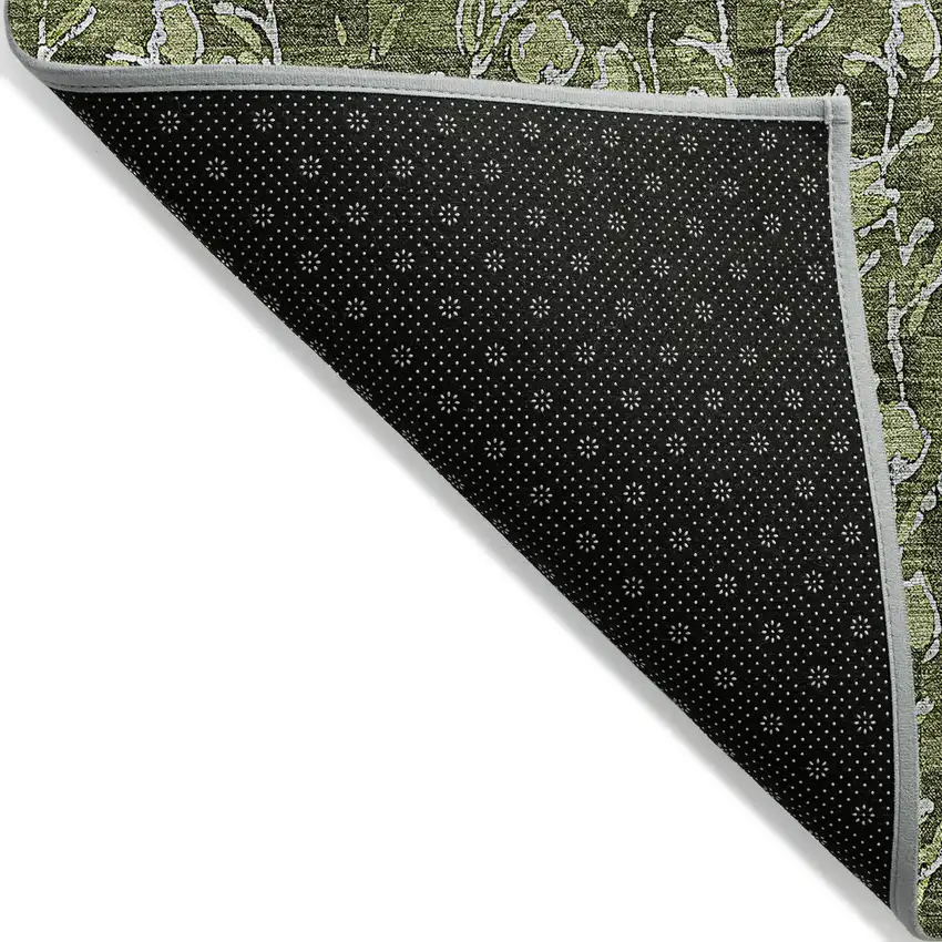 Olive Green Artichoke Green And Ivory Floral Washable Indoor Outdoor Area Rug Photo 5