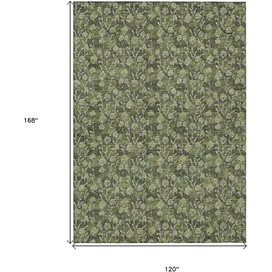 Olive Green Artichoke Green And Ivory Floral Washable Indoor Outdoor Area Rug Photo 3
