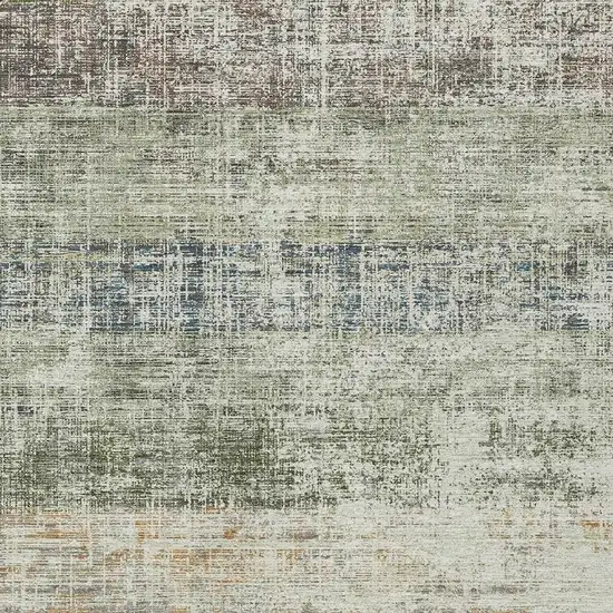 Olive Green Beige And Brown Striped Washable Indoor Outdoor Area Rug Photo 2