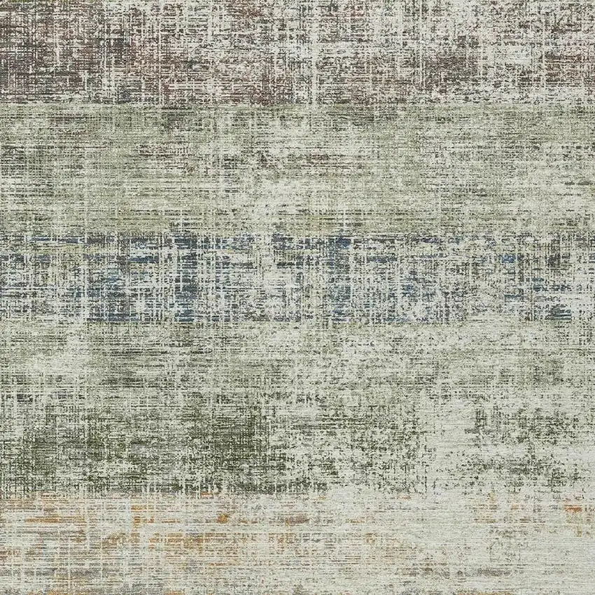 Olive Green Beige And Brown Striped Washable Indoor Outdoor Area Rug Photo 2