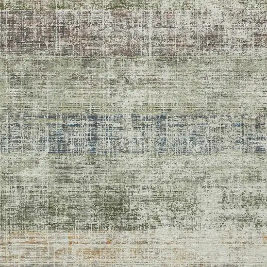 Olive Green Beige And Brown Striped Washable Indoor Outdoor Area Rug Photo 2