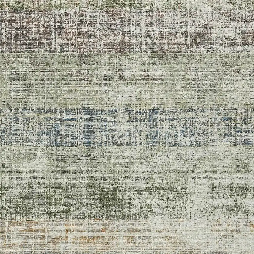 Olive Green Beige And Brown Striped Washable Indoor Outdoor Area Rug Photo 2