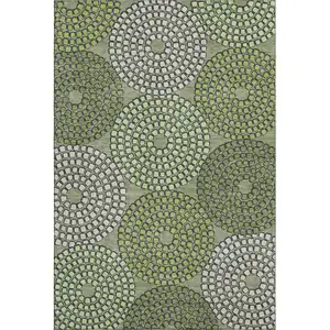 Photo of Olive Green Beige And Ivory Geometric Washable Area Rug With UV Protection