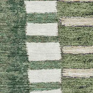 Photo of Olive Green Beige And Ivory Geometric Washable Area Rug With UV Protection