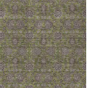 Photo of Olive Green Beige And Taupe Floral Washable Indoor Outdoor Area Rug