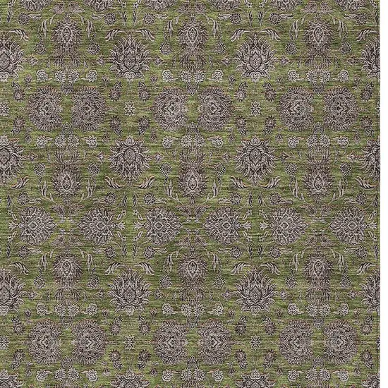 Olive Green Beige And Taupe Floral Washable Indoor Outdoor Area Rug Photo 4