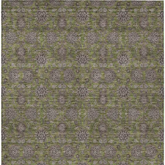 Olive Green Beige And Taupe Floral Washable Indoor Outdoor Area Rug Photo 5