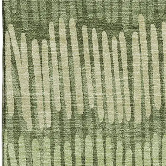 Olive Green Beige And Taupe Striped Washable Area Rug With UV Protection Photo 3