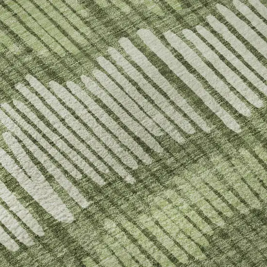 Olive Green Beige And Taupe Striped Washable Area Rug With UV Protection Photo 8