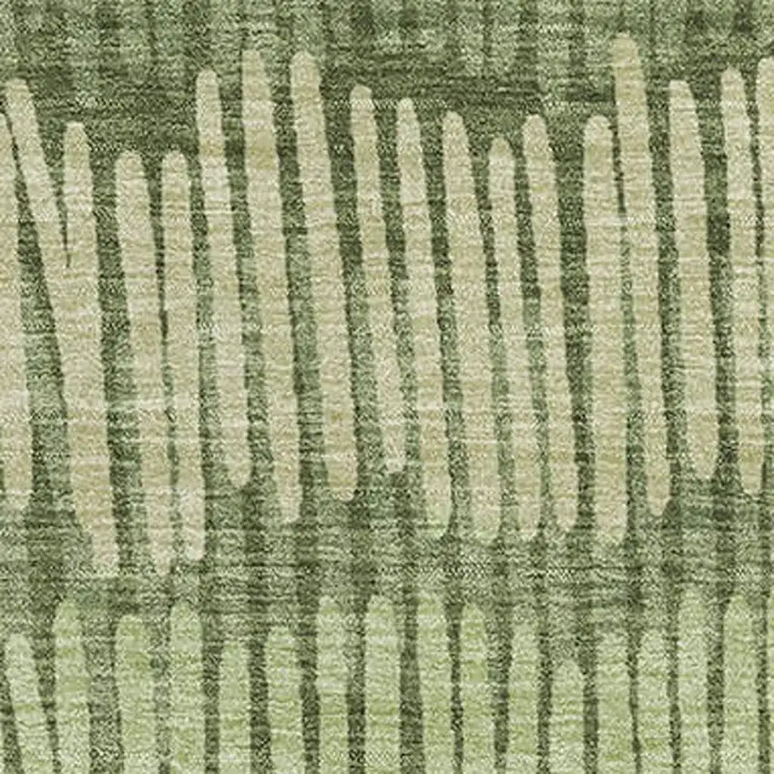 Olive Green Beige And Taupe Striped Washable Area Rug With UV Protection Photo 3