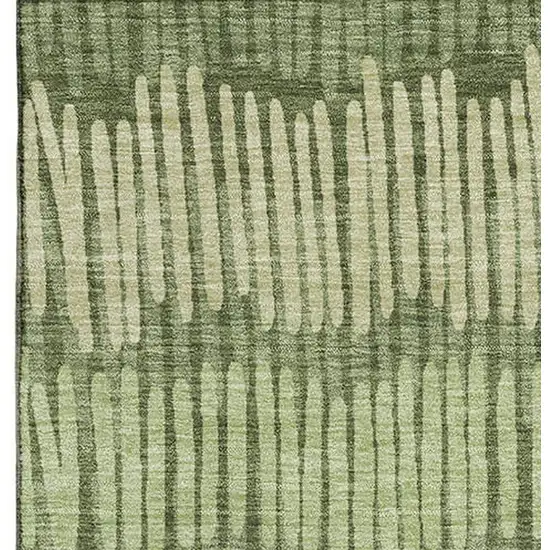 Olive Green Beige And Taupe Striped Washable Area Rug With UV Protection Photo 4