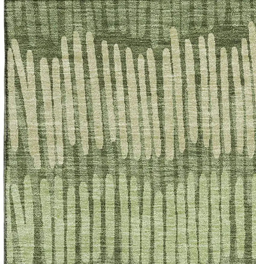 Olive Green Beige And Taupe Striped Washable Area Rug With UV Protection Photo 4