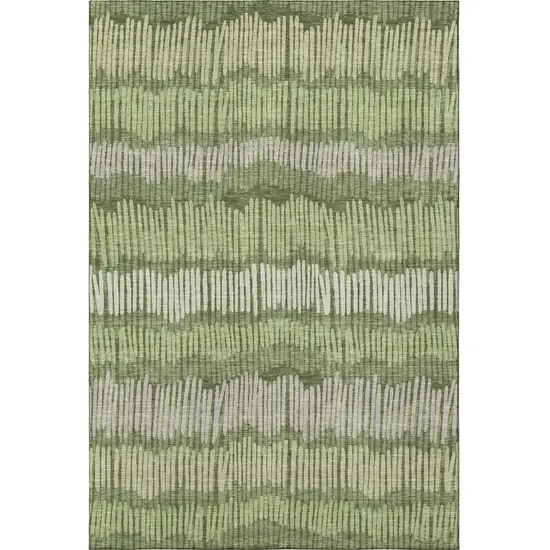 Olive Green Beige And Taupe Striped Washable Area Rug With UV Protection Photo 3