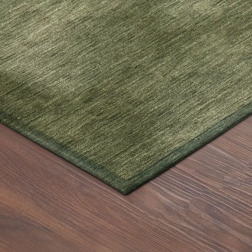 Olive Green Beige And Wheat Abstract Washable Indoor Outdoor Area Rug Photo 9