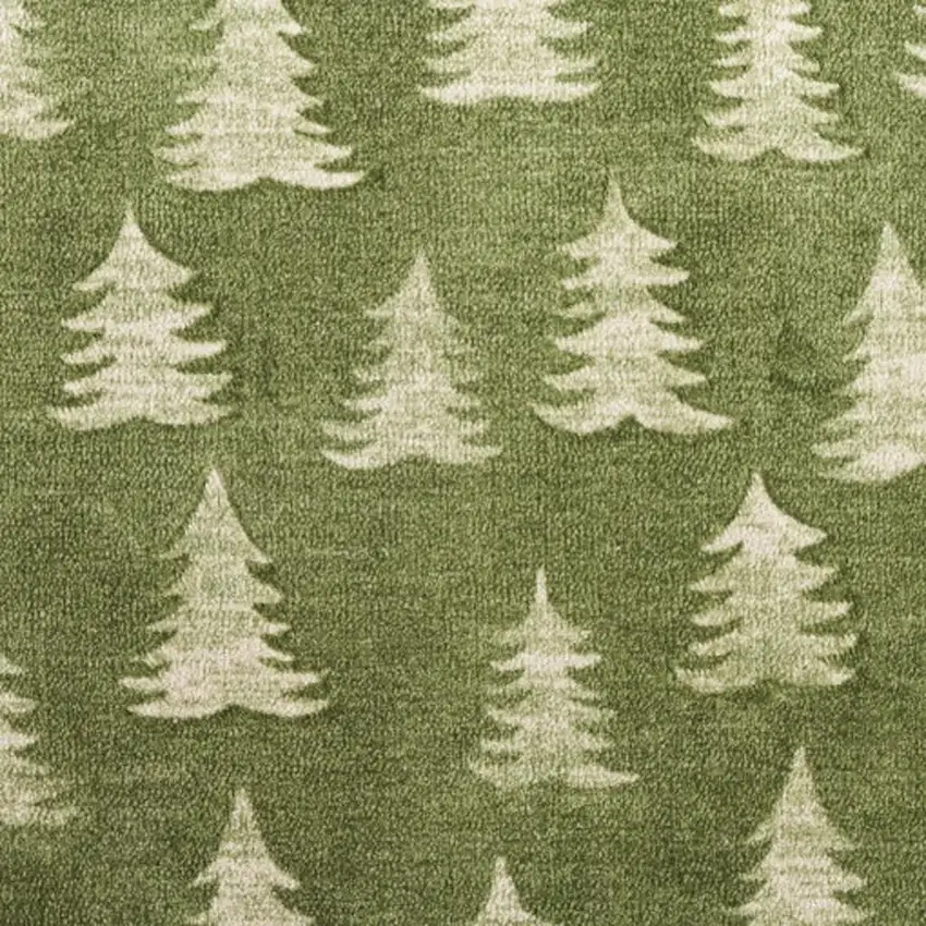 Olive Green Botanical Leaves Area Rug Photo 2
