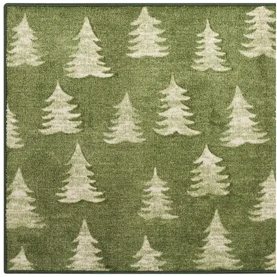 Olive Green Botanical Leaves Area Rug Photo 3