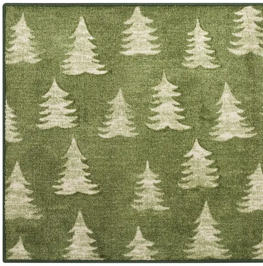 Olive Green Botanical Leaves Area Rug Photo 3